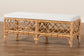 bali & pari Orchard Modern Bohemian White Fabric Upholstered and Natural Brown Rattan Bench