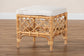 bali & pari Orchard Modern Bohemian White Fabric Upholstered and Natural Brown Rattan Ottoman