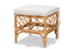bali & pari Orchard Modern Bohemian White Fabric Upholstered and Natural Brown Rattan Ottoman