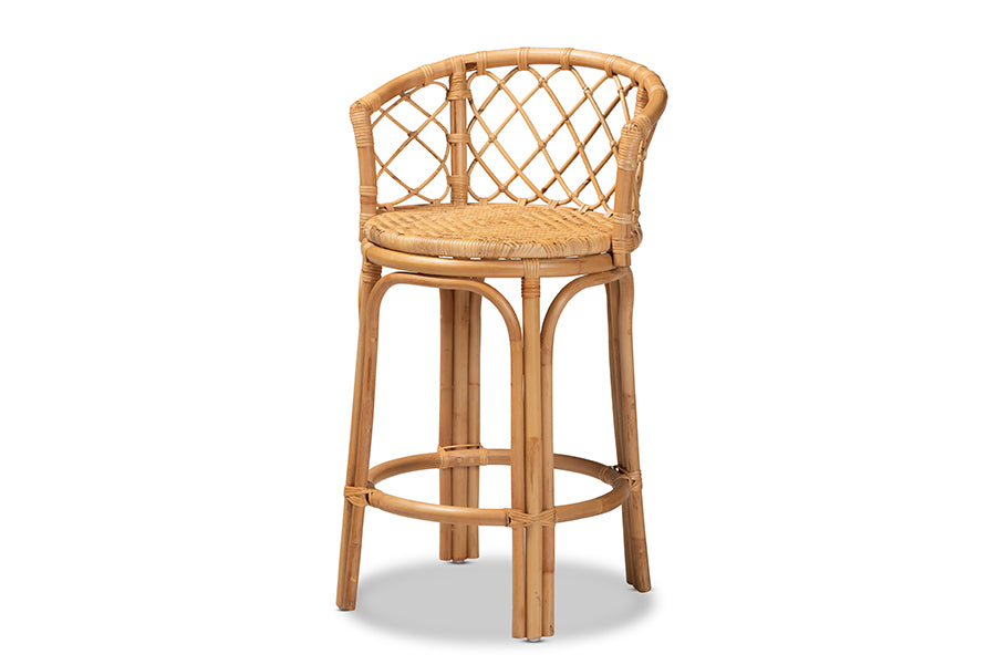 bali & pari Orchard Modern Bohemian Natural Brown Rattan Counter Stool
