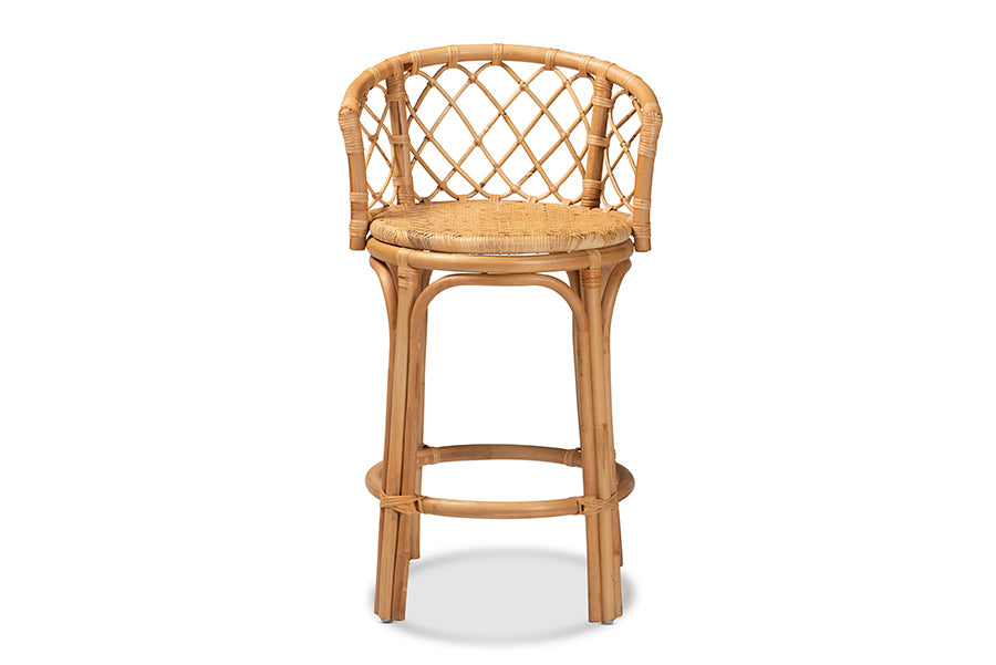 bali & pari Orchard Modern Bohemian Natural Brown Rattan Counter Stool