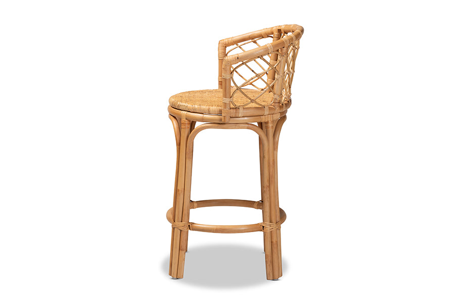 bali & pari Orchard Modern Bohemian Natural Brown Rattan Counter Stool