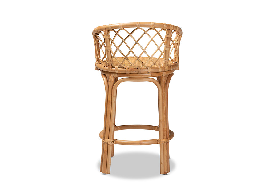 bali & pari Orchard Modern Bohemian Natural Brown Rattan Counter Stool