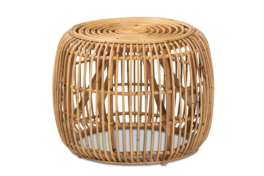bali & pari Maverick Modern Bohemian Natural Brown Rattan End table