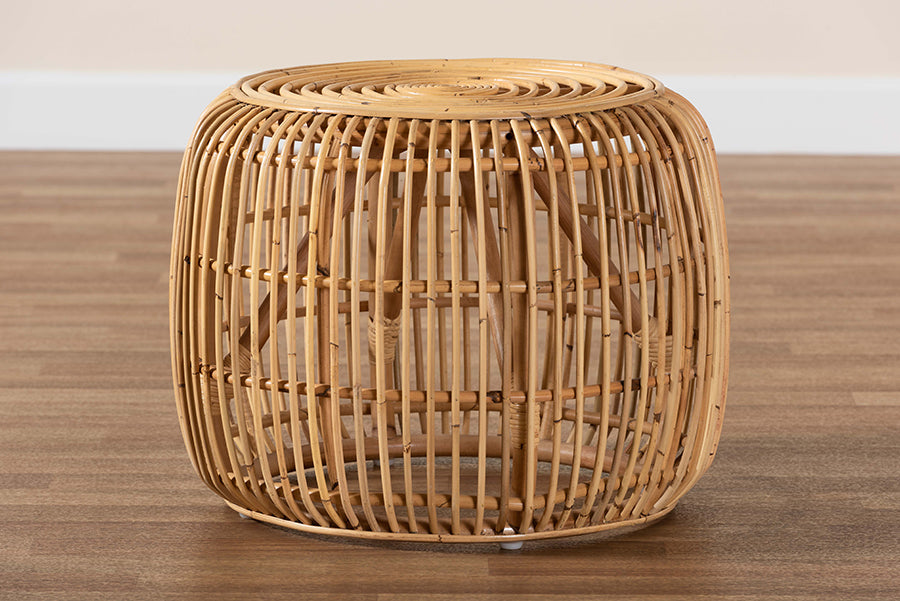 bali & pari Maverick Modern Bohemian Natural Brown Rattan End table