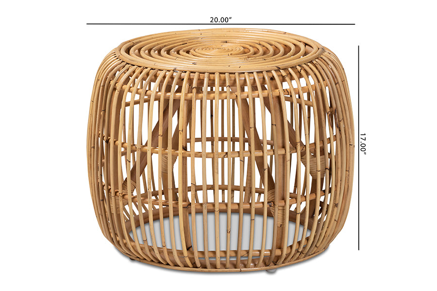 bali & pari Maverick Modern Bohemian Natural Brown Rattan End table
