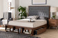 Baxton Studio Jalie Classic Transitional Grey Fabric and Walnut Brown Finished Wood King Size Platform Storage Bed