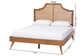 Baxton Studio Rodolfo Platform Bed - Mid-Century Modern Bed with Woven Rattan Headboard, King