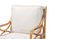 bali & pari Brandon Modern Bohemian White Fabric Upholstered and Natural Brown Rattan Armchair