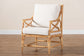 bali & pari Brandon Modern Bohemian White Fabric Upholstered and Natural Brown Rattan Armchair