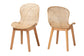 bali & pari Sabelle Japandi Natural Brown Mahogany and Rattan 2-Piece Dining Chair Set