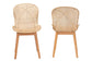 bali & pari Sabelle Japandi Natural Brown Mahogany and Rattan 2-Piece Dining Chair Set