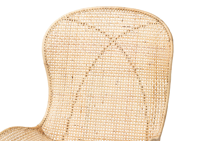 bali & pari Sabelle Japandi Natural Brown Mahogany and Rattan 2-Piece Dining Chair Set