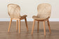 bali & pari Sabelle Japandi Natural Brown Mahogany and Rattan 2-Piece Dining Chair Set