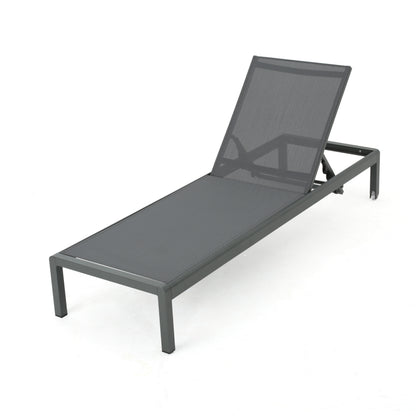 Outdoor Chaise Lounge Chair, Aluminum Adjustable Outside Chair for Pool Patio Beach Yard, All Weather Use UV Resistant 400lbs Weight Capacity, Grey