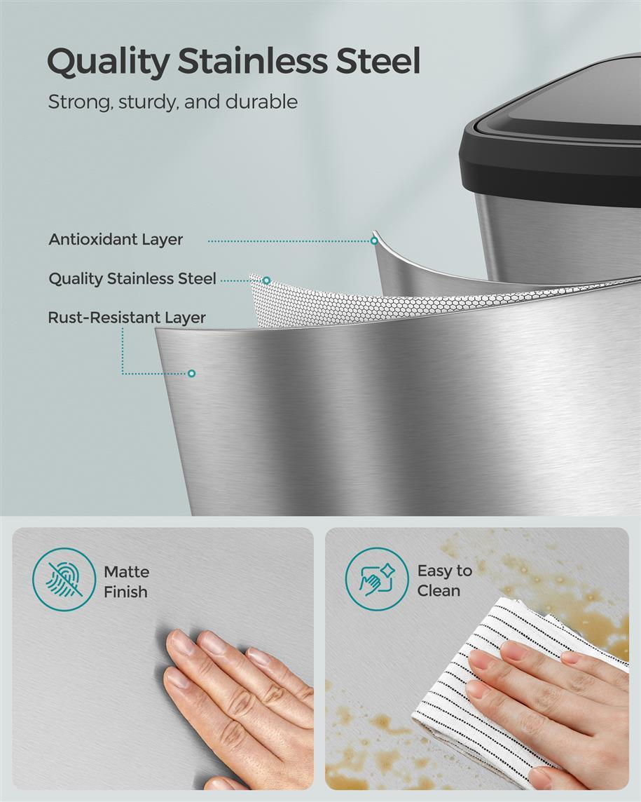 13-Gallon Stainless Steel Trash Can FredCo