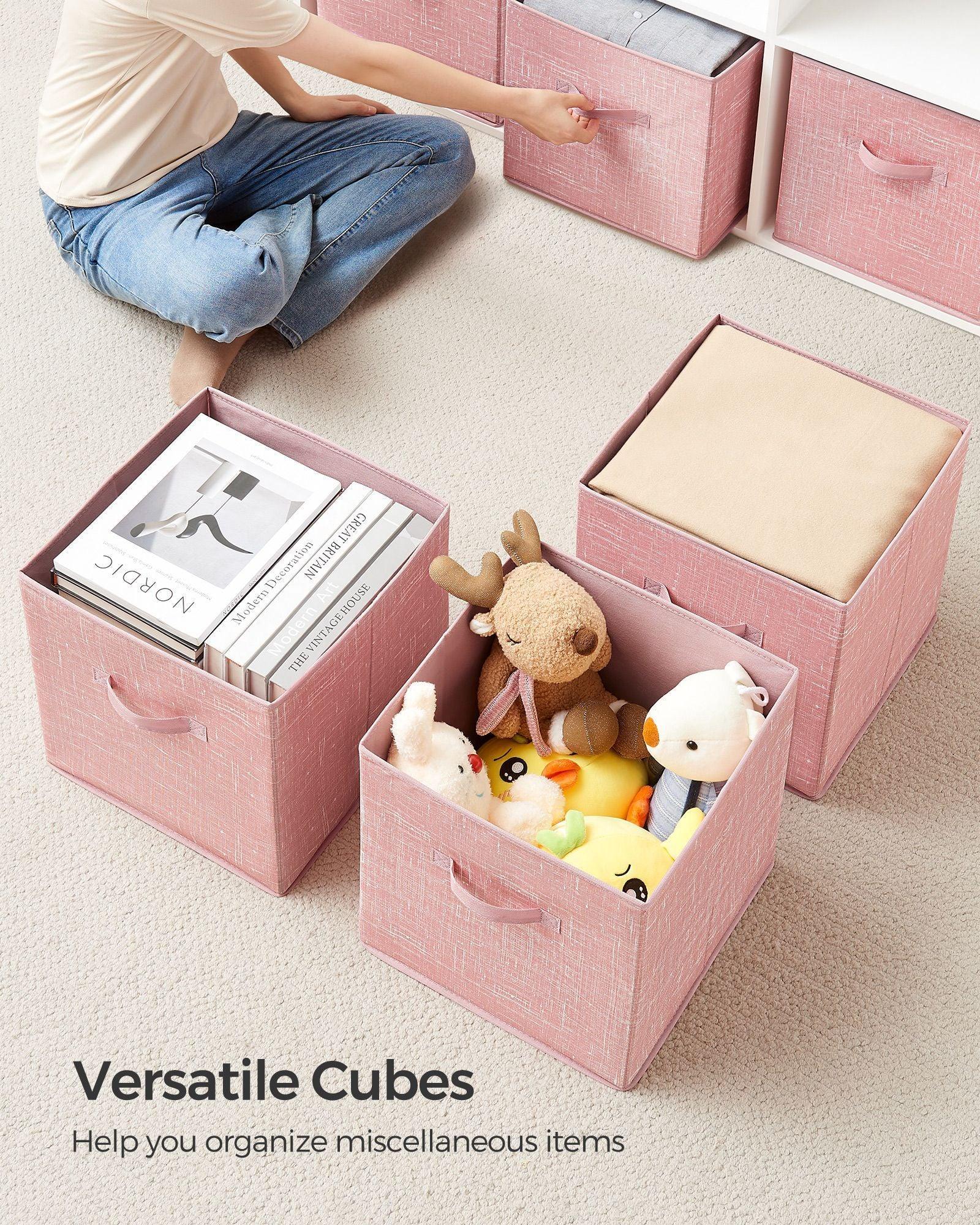 13-Inch Non-Woven Fabric Bins with Double Handles Jelly Pink FredCo