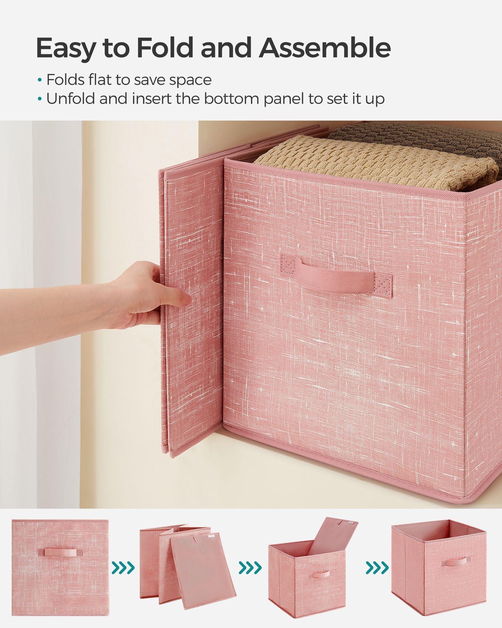 13-Inch Non-Woven Fabric Bins with Double Handles Jelly Pink FredCo