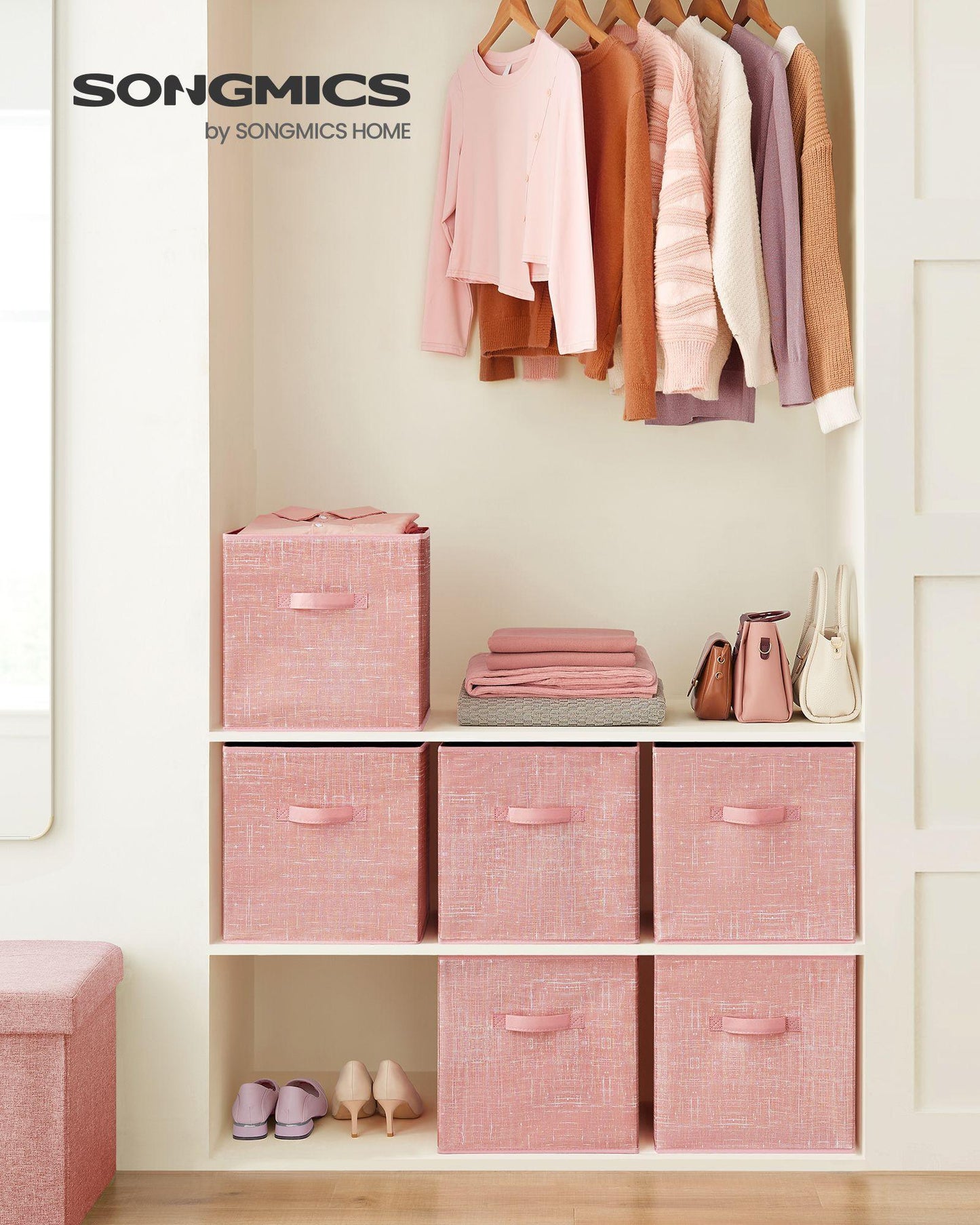 13-Inch Non-Woven Fabric Bins with Double Handles Jelly Pink FredCo
