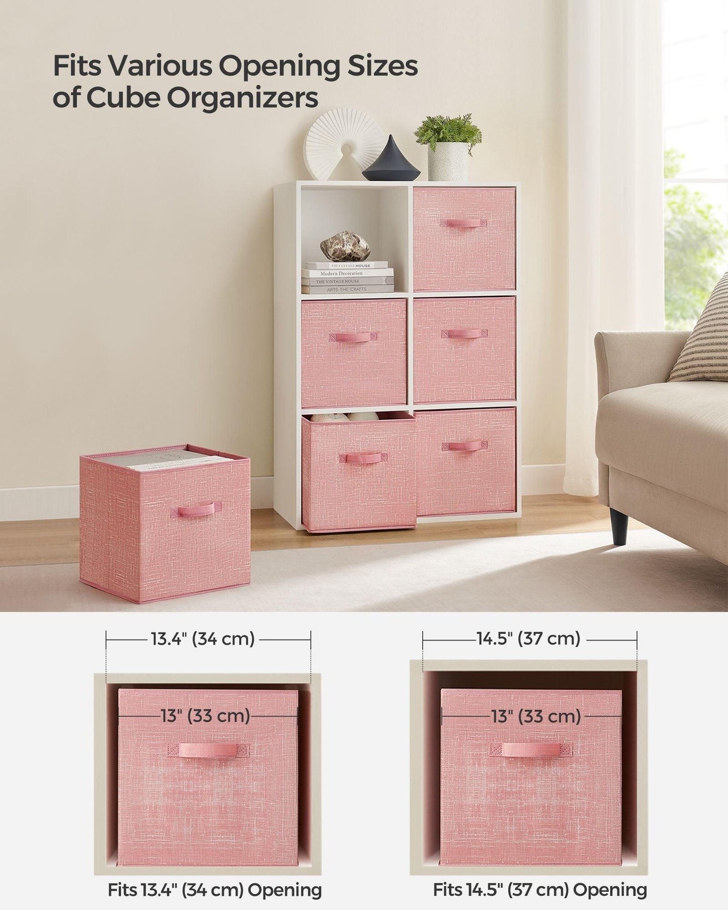 13-Inch Non-Woven Fabric Bins with Double Handles Jelly Pink FredCo