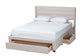 Baxton Studio Braylon Mid-Century Modern Transitional Beige Fabric and Dark Brown Finished Wood Full Size 3-Drawer Storage Platform Bed