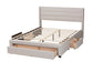 Baxton Studio Braylon Mid-Century Modern Transitional Beige Fabric and Dark Brown Finished Wood Queen Size 3-Drawer Storage Platform Bed