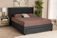 Baxton Studio Braylon Mid-Century Modern Transitional Charcoal Grey Fabric and Dark Brown Finished Wood Full Size 3-Drawer Storage Platform Bed
