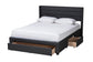 Baxton Studio Braylon Mid-Century Modern Transitional Charcoal Grey Fabric and Dark Brown Finished Wood Full Size 3-Drawer Storage Platform Bed