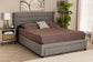 Baxton Studio Braylon Mid-Century Modern Transitional Light Grey Fabric and Dark Brown Finished Wood Queen Size 3-Drawer Storage Platform Bed