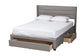 Baxton Studio Braylon Mid-Century Modern Transitional Light Grey Fabric and Dark Brown Finished Wood Queen Size 3-Drawer Storage Platform Bed