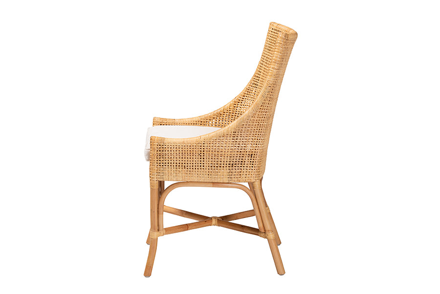 bali & pari Bella Modern Bohemian Natural Brown Rattan Dining Chair