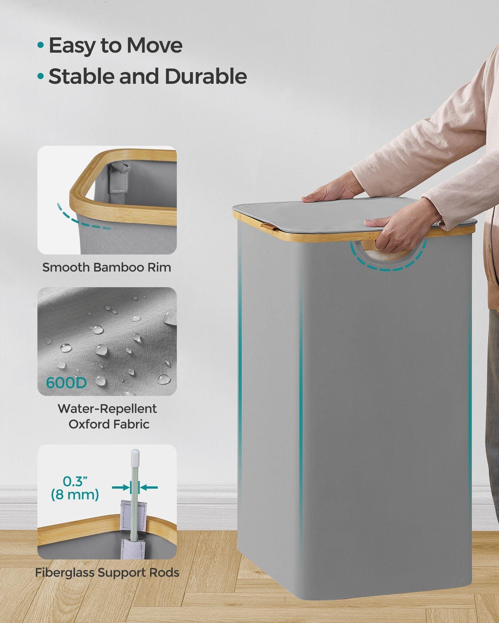 130L 2-Section Large Laundry Hamper Dove Gray FredCo