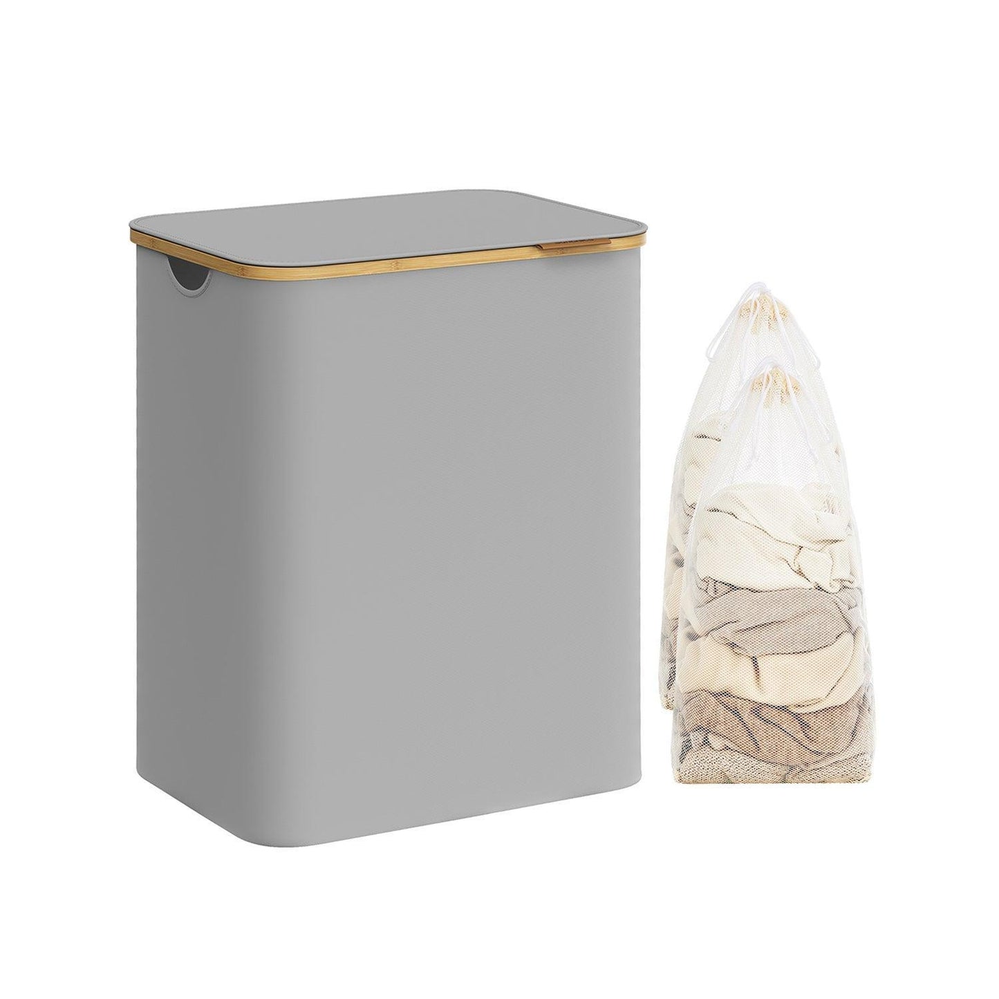 130L 2-Section Large Laundry Hamper Dove Gray FredCo