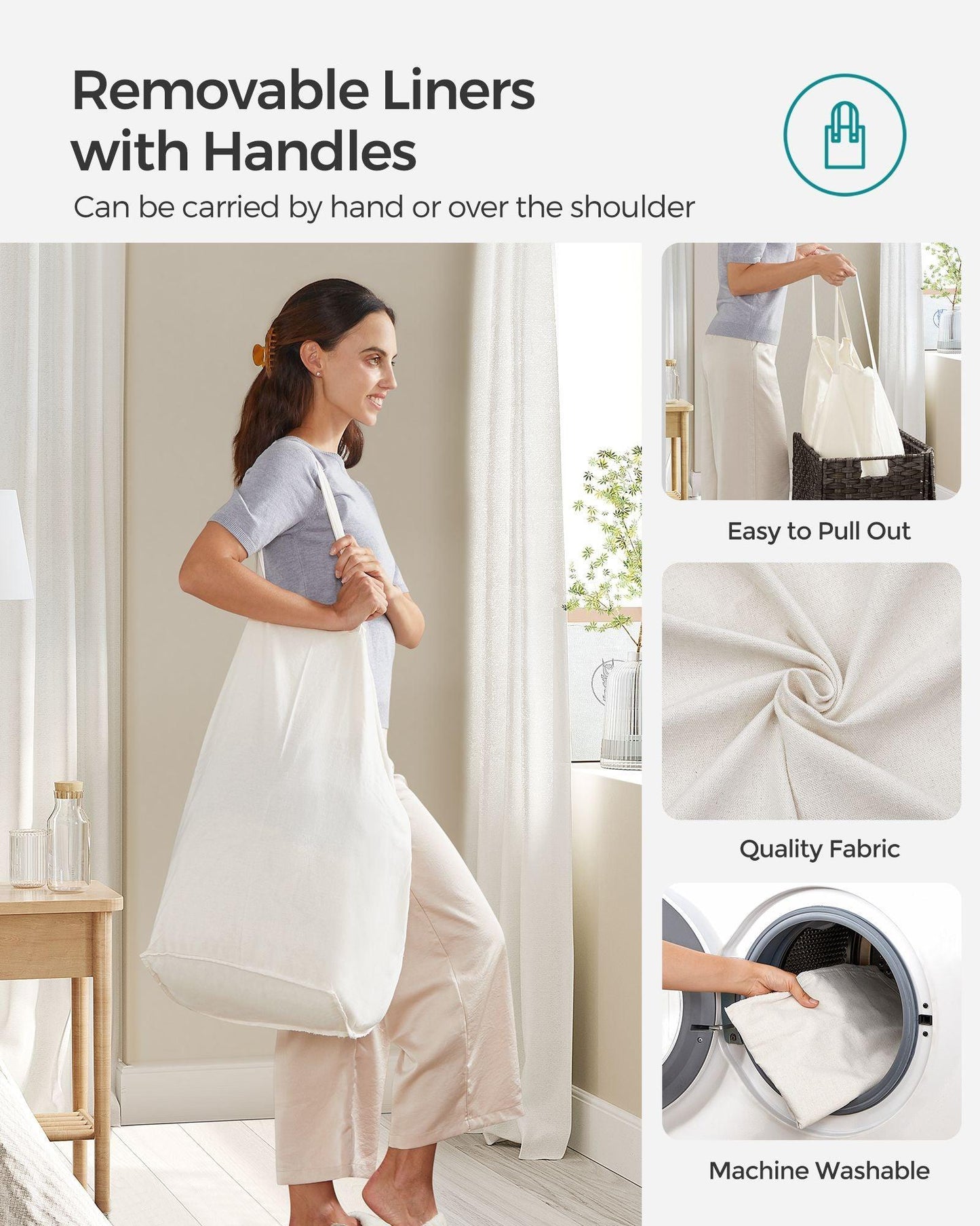 130L Clothes Hamper with Liner Bags FredCo