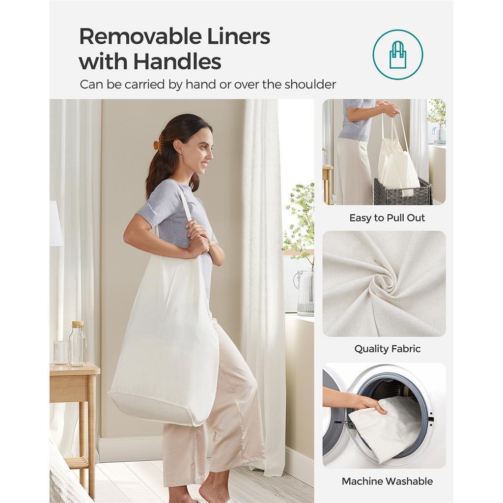 130L Clothes Hamper with Removable Liner Bags FredCo