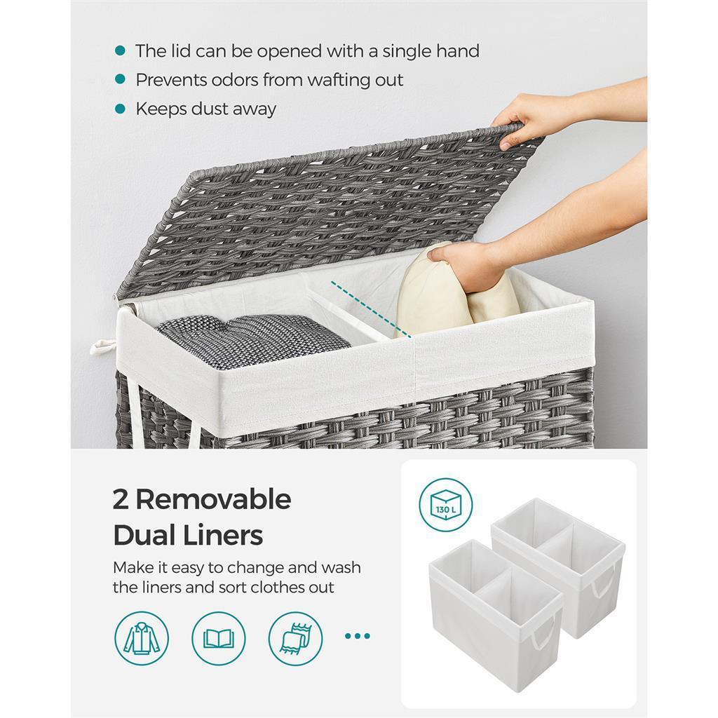 130L Clothes Hamper with Removable Liner Bags FredCo