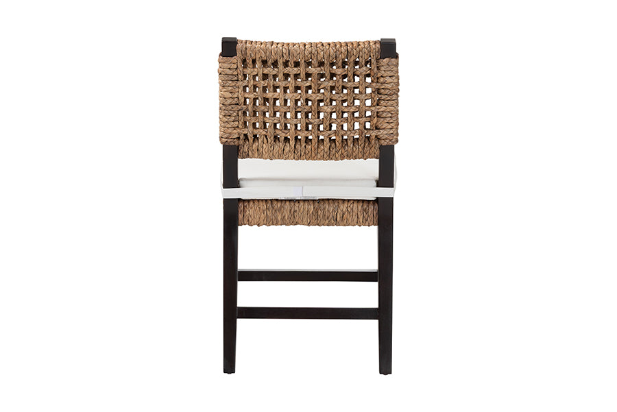Alise Modern Bohemian Dark Brown Mahogany Wood and Banana Fiber Dining Chair