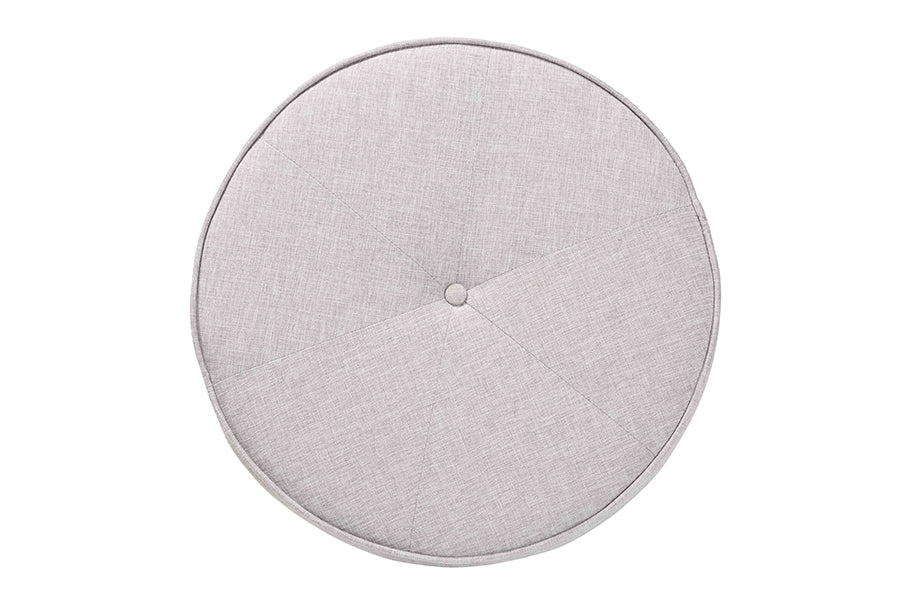Baxton Studio Theo Japandi Greyish Beige Fabric and Walnut Brown Finished Wood Ottoman Footstool