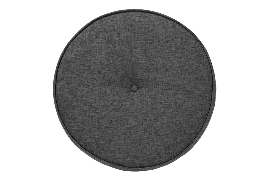Baxton Studio Theo Japandi Dark Grey Fabric and Walnut Brown Finished Wood Ottoman Footstool