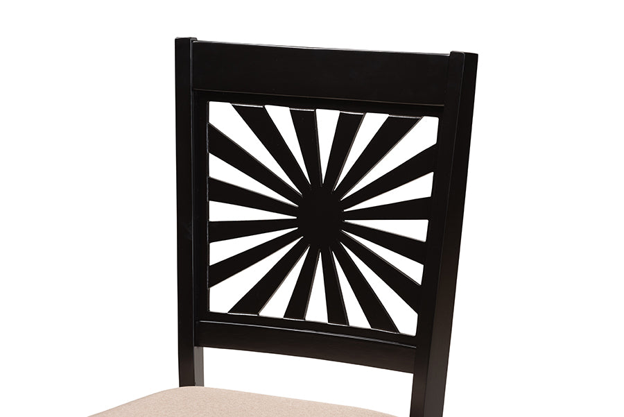 Baxton Studio Olympia Modern Beige Fabric and Espresso Brown Finished Wood 7-Piece Dining Set