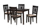Baxton Studio Olympia Modern Beige Fabric and Espresso Brown Finished Wood 5-Piece Dining Set