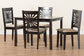 Baxton Studio Olympia Modern Beige Fabric and Espresso Brown Finished Wood 5-Piece Dining Set