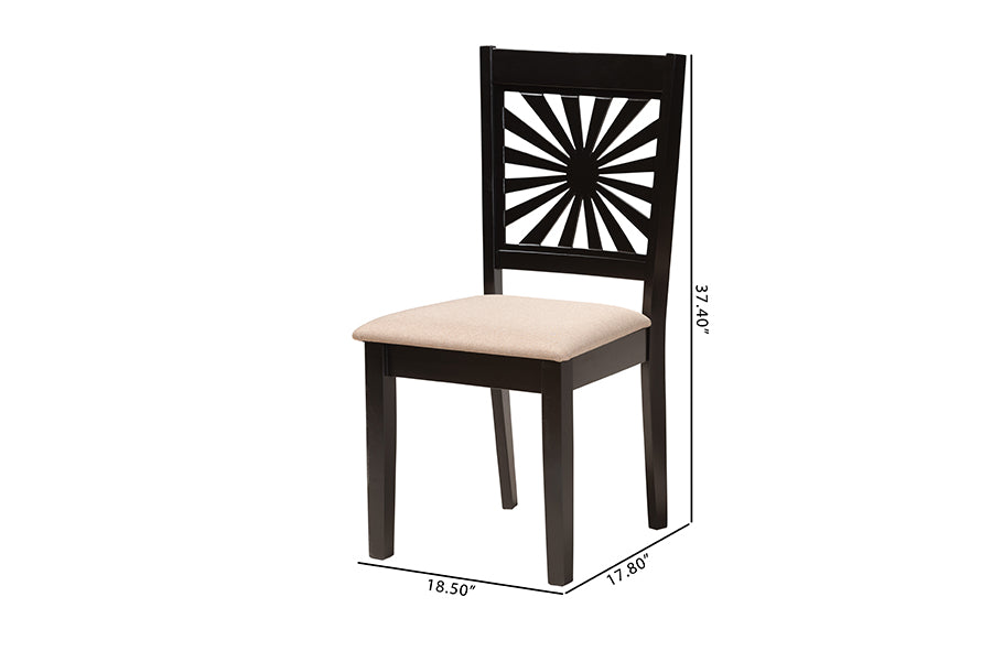 Baxton Studio Olympia Modern Beige Fabric and Espresso Brown Finished Wood 2-Piece Dining Chair Set