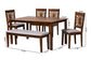Baxton Studio Olympia Modern Grey Fabric and Walnut Brown Finished Wood 6-Piece Dining Set