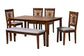 Baxton Studio Olympia Modern Grey Fabric and Walnut Brown Finished Wood 6-Piece Dining Set