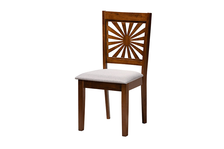Baxton Studio Olympia Modern Grey Fabric and Walnut Brown Finished Wood 6-Piece Dining Set