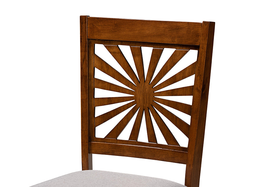 Baxton Studio Olympia Modern Grey Fabric and Walnut Brown Finished Wood 5-Piece Dining Set