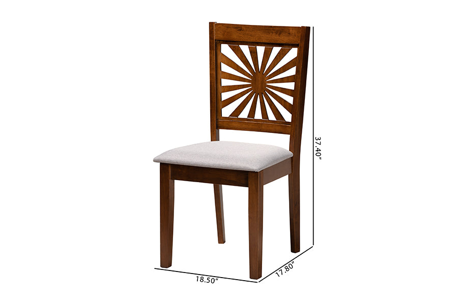 Baxton Studio Olympia Modern Grey Fabric and Walnut Brown Finished Wood 2-Piece Dining Chair Set