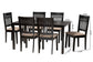 Baxton Studio Genesis Modern Beige Fabric and Dark Brown Finished Wood 7-Piece Dining Set