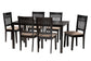 Baxton Studio Genesis Modern Beige Fabric and Dark Brown Finished Wood 7-Piece Dining Set